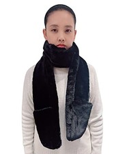 Lina  Lily Women's Winter Faux Fur Scarf Neck Warmer with Pockets Black