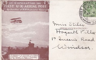 Luftfahrt Postkarte. First Flight UK Aerial Post (Witness Statement Back) 9.9.1911
