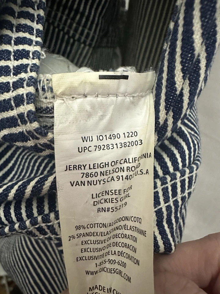 Dickies Women’s Relaxed Fit Bib Overalls In Hickory Stripe Size Medium Conductor - Image 4 of 4