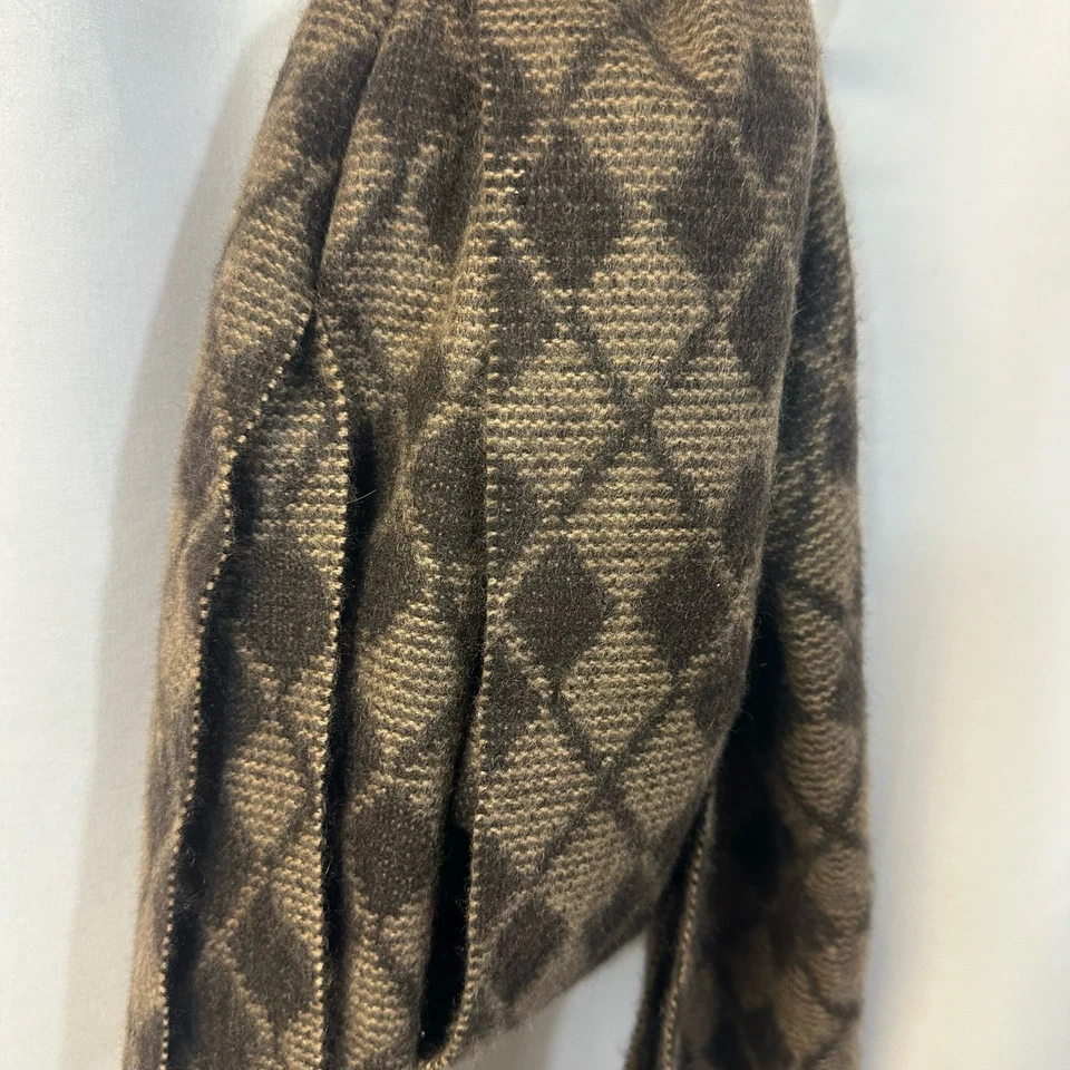 Bufanda con flecos de diamantes camel marrón cachemir 100 % habitación club  Foto 3 de 4