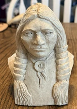 Vintage Woodcast Collectibles Native American Indian Head Sculpture