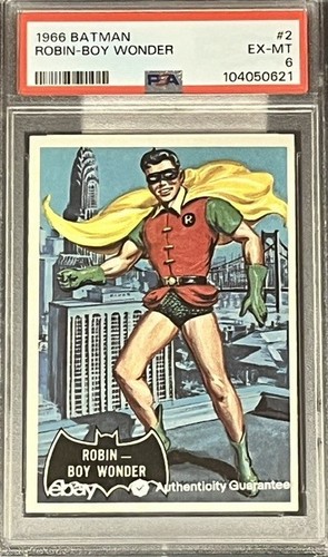 1966 Topps Batman Black Bat #2 Robin - Boy Wonder — PSA 6
