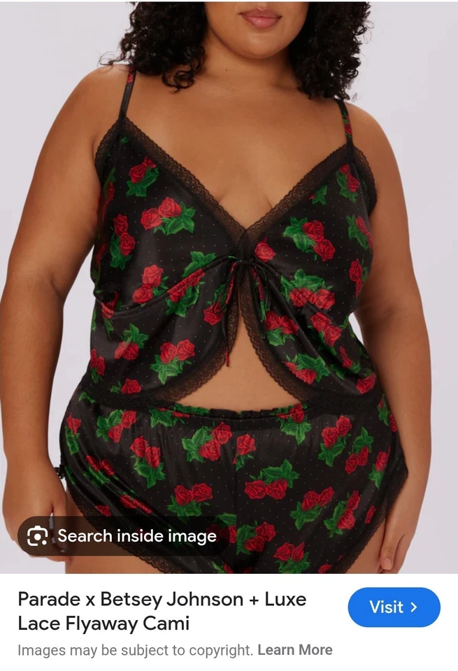 XL Betsey Johnson + Parade Blace Encaje Rosa Lunares Fly Away Cami Foto 2 de 4