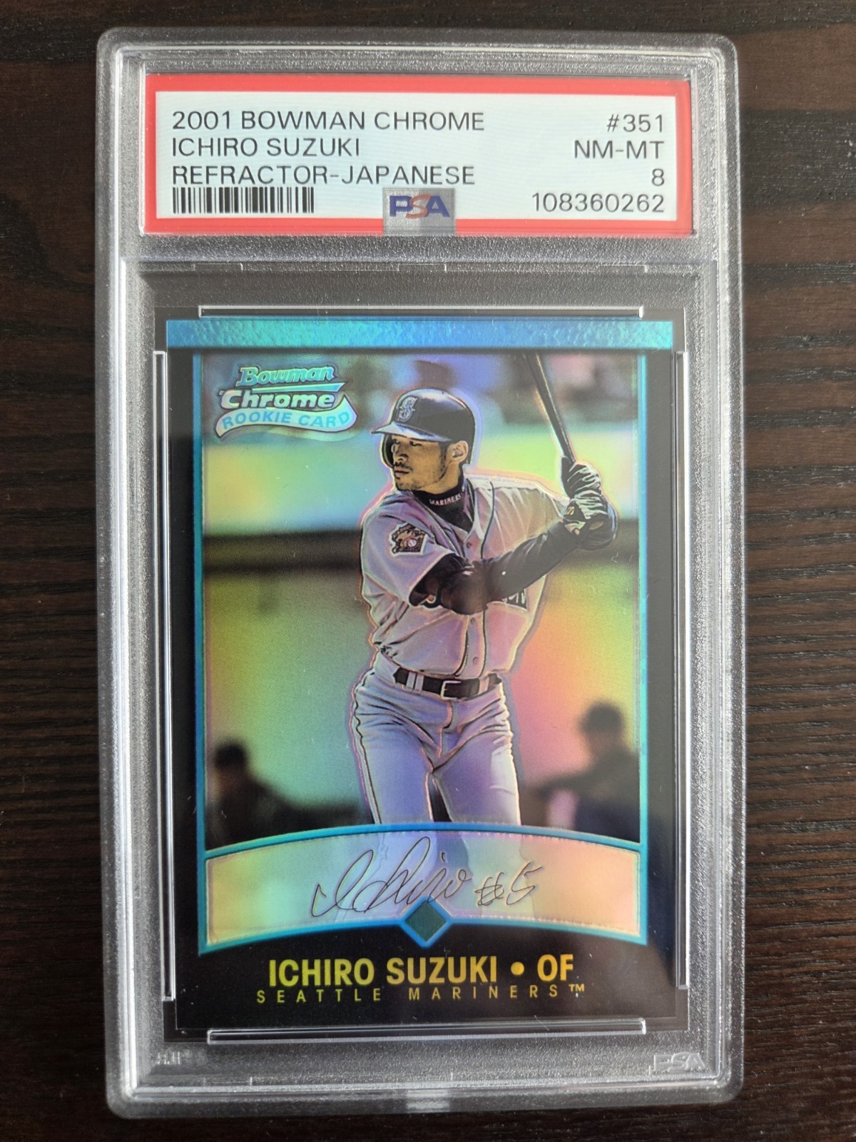 Ichiro Suzuki 2001 Bowman Chrome #351 Japanese Text Refractor Rookie PSA 8 NM-MT