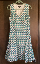 Nine West Geometric Print V-Neck Sleeveless Fit & Flare Knee Length Dress (12)