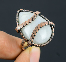 Moonstone Handmade Gemstone Copper Wire Wrapped Jewelry Ring Gifts For him