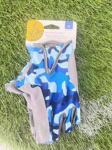ROCK FISH™ Fish Baiter Pro™ Medium Fingerless Gloves Blue Camo #FP2000BM - Picture 1 of 4
