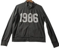 Y2K Victoria s Secret PINK Zip Hoodie 1986 Logo Gray Love Pink Womens L