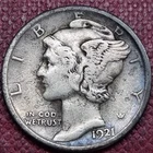 1921 Mercury Dime 10c F - VF High Grade For The Date #99528