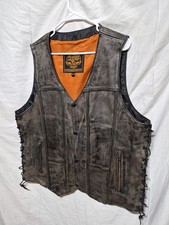 Milwaukee Leather Motorcycle Vest Men 2XL Distressed Brown Gun Pocket Biker New