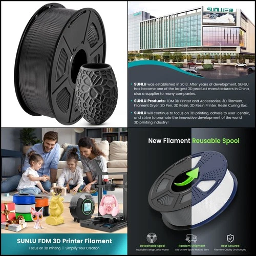 3D Printer Filament PLA Filament 1.75mm, Neatly Wound Filament 1.75mm Black