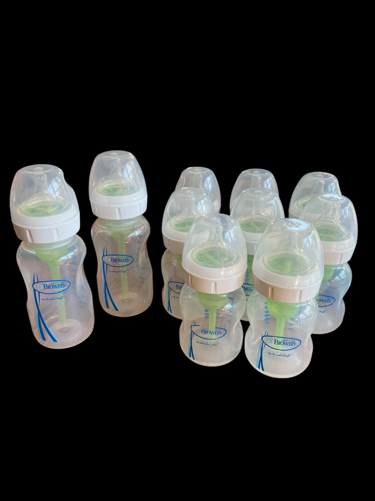 Lot Of 10 Dr. Browns Baby Bottles With Attachments