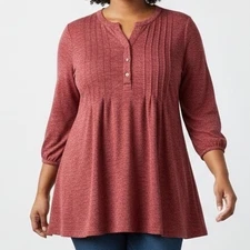 Wonderly Women's XL Red/pink Heathered Sweater Top Long Sleeve fit n flow