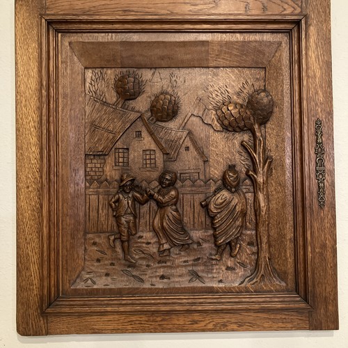 Beautiful Antique Vintage Hand Carved Wood Panel Cabinet Door 23β X 24.5β Dance