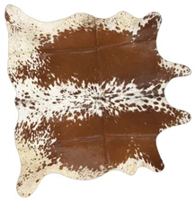 Genuine Rustered Bonze Tan & White Cowhide Rug - 3'-9" x 3-6"