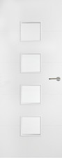 PREMDOR Bianco Liscio 4 Luce Trasparente Porta Interna Non Finita +Consegna Nazionale