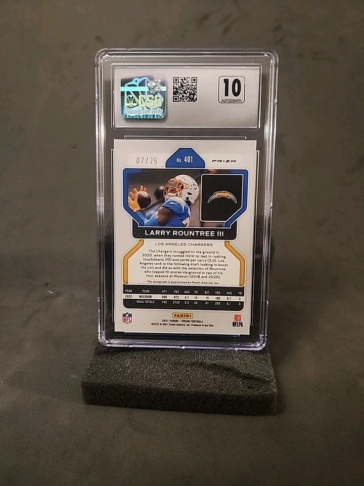 2021 Panini Prizm Auto- Rookie Larry Rountree III #401 Camo Prizm RC/25 CSG 10 - Image 3 of 4