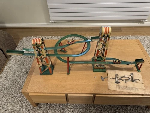 GOSO CONEY ISLAND COASTER , 1949 GERMAN MADE TINPLATE ROLLER COASTER, COMPLETE