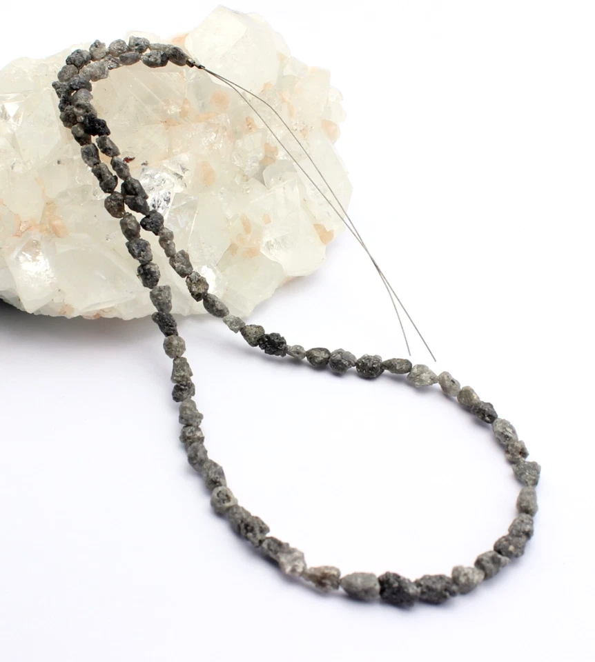 Rohdiamant Catena Filo Preziose Pepite Tubo Diamante Scintillante 70 Carato - Immagine 3 di 4