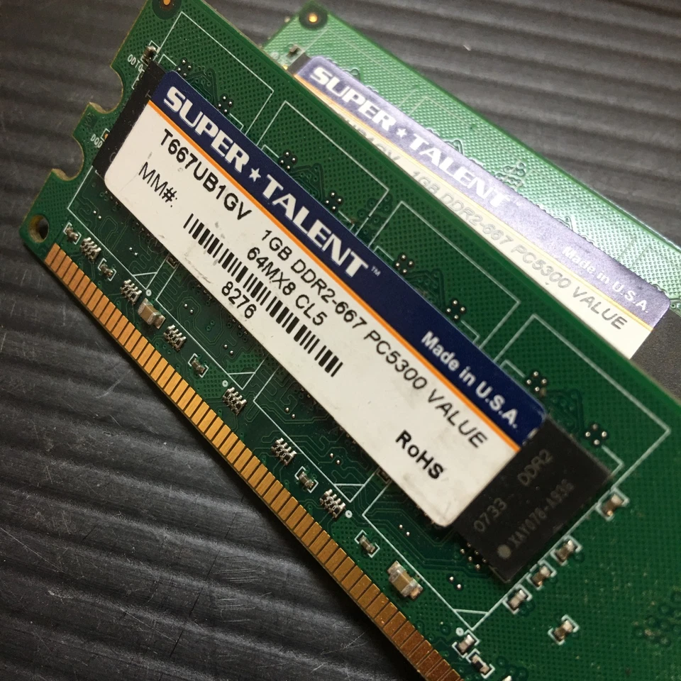 2PCS Super Talent T667UB1GV 1GB DDR2-667 PC5300 64MX8 CL5 Value PC Memory - Image 2 of 4
