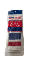 VTG Tube Socks Pro-Ferred 80s Acrylic 20" 8-11 Full Cushion NWT Red Blue 90s.