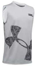 Under Armour Boys Tech Exploted Logo Tank Top Grey / Black YXS / JTP / XCH