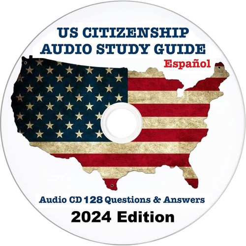 2024 US Citizenship Test Questions/Answers Study Guide Audio CD Spanish Español - Imagen 1 de 3