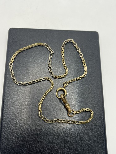 Gold tone watch chain necklace Albert dog clip clasp vintage - Picture 5 of 15