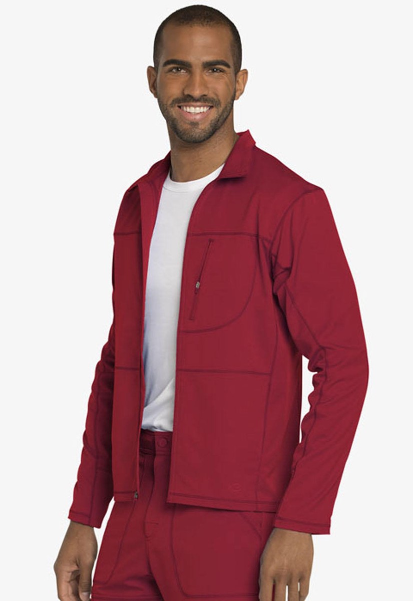 Red Dickies Scrubs Dynamix Mens Zip Front Warm Up Jacket DK310 RED