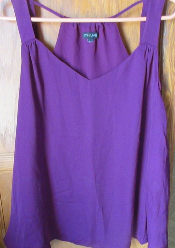 NUEVO SIN ETIQUETAS 6TH & LANE Misses PÚRPURA Fluido Sin Mangas Top Blusa Talla Pequeña ~ Mediana - Imagen 5 de 6