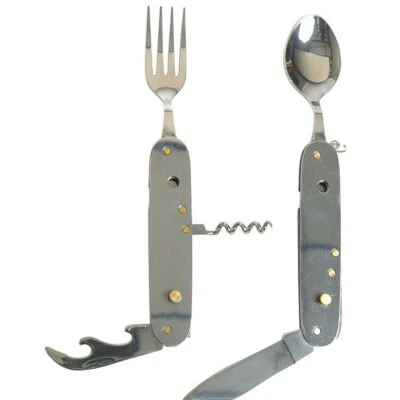 Mil-Tec Taschenmesserbesteck 6 in1 Oliv Edelstahl Camping Armee Essbesteck Set