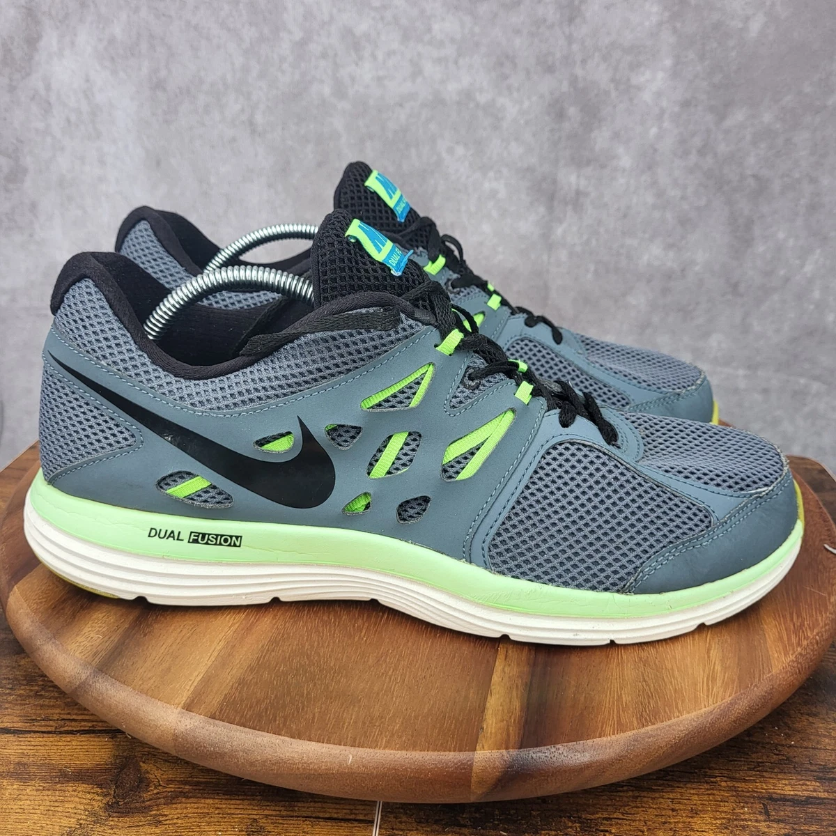 Nike Dual Fusion Lite Running Shoes Mens 12 Gray Green Sneakers 599513 403