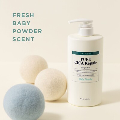 ON THE BODY PURE CICA REPAIR MOISTURIZING BODY LOTION BABY POWDER 24.68FLOZ