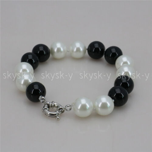 Women Jewelry 12mm Multi-color Shell Pearl Necklace Bracelet Earrings Set - Picture 35 of 41