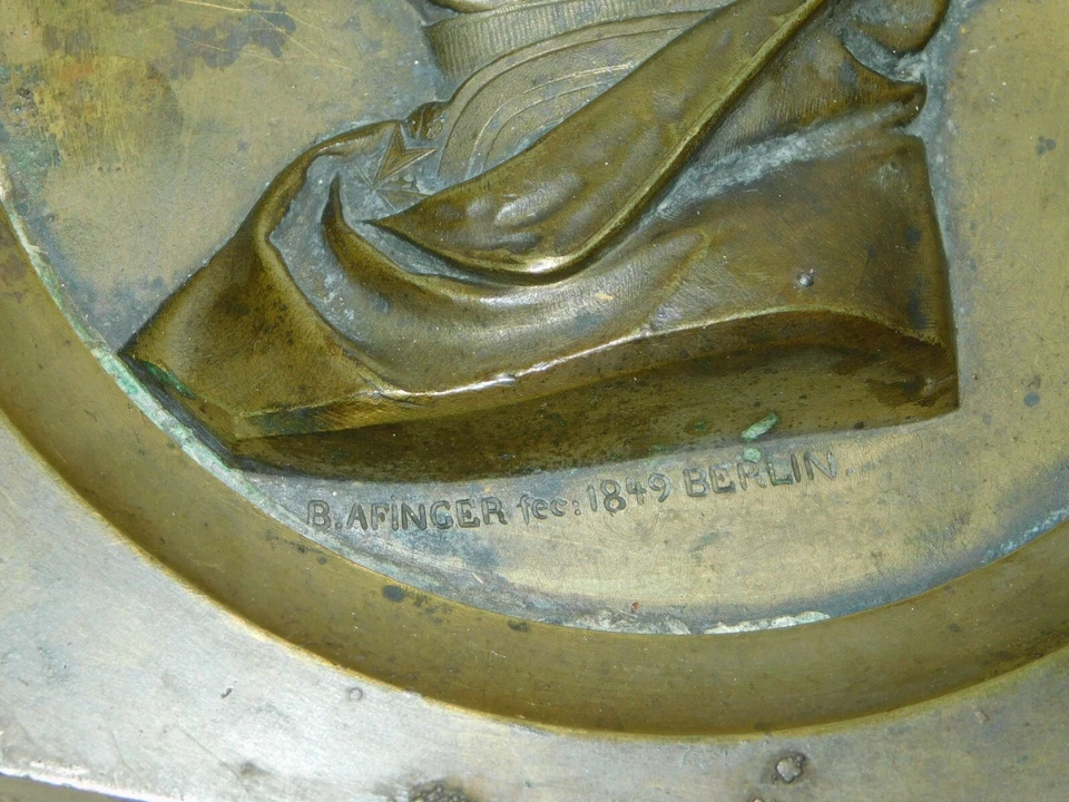 Plaquette Portrait Médaillon Bronze "F.V.WRANGEL Gen.D.CAVAL." Signé B.Afinger - Photo 4/4