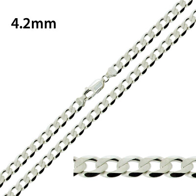 925 Sterlingsilber 16, 18, 20, 22, 24, 26, 28, 30 Zoll flache Panzerkette Halskette