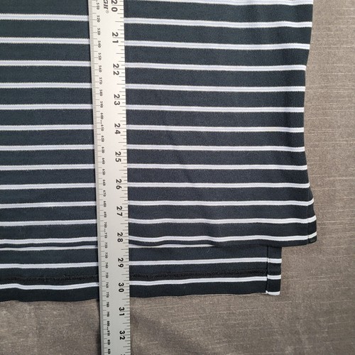 Polo Ralph Lauren Vintage Polo Shirt Black White Blue Striped Mens Size Large - Picture 9 of 10
