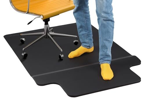 Cushioned Anti-Fatigue Standing Office Chair Mat in Matte Black 2-in-1 Design