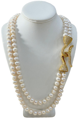 Freshwater Pearle's Necklace With Side large gold plated Clasp