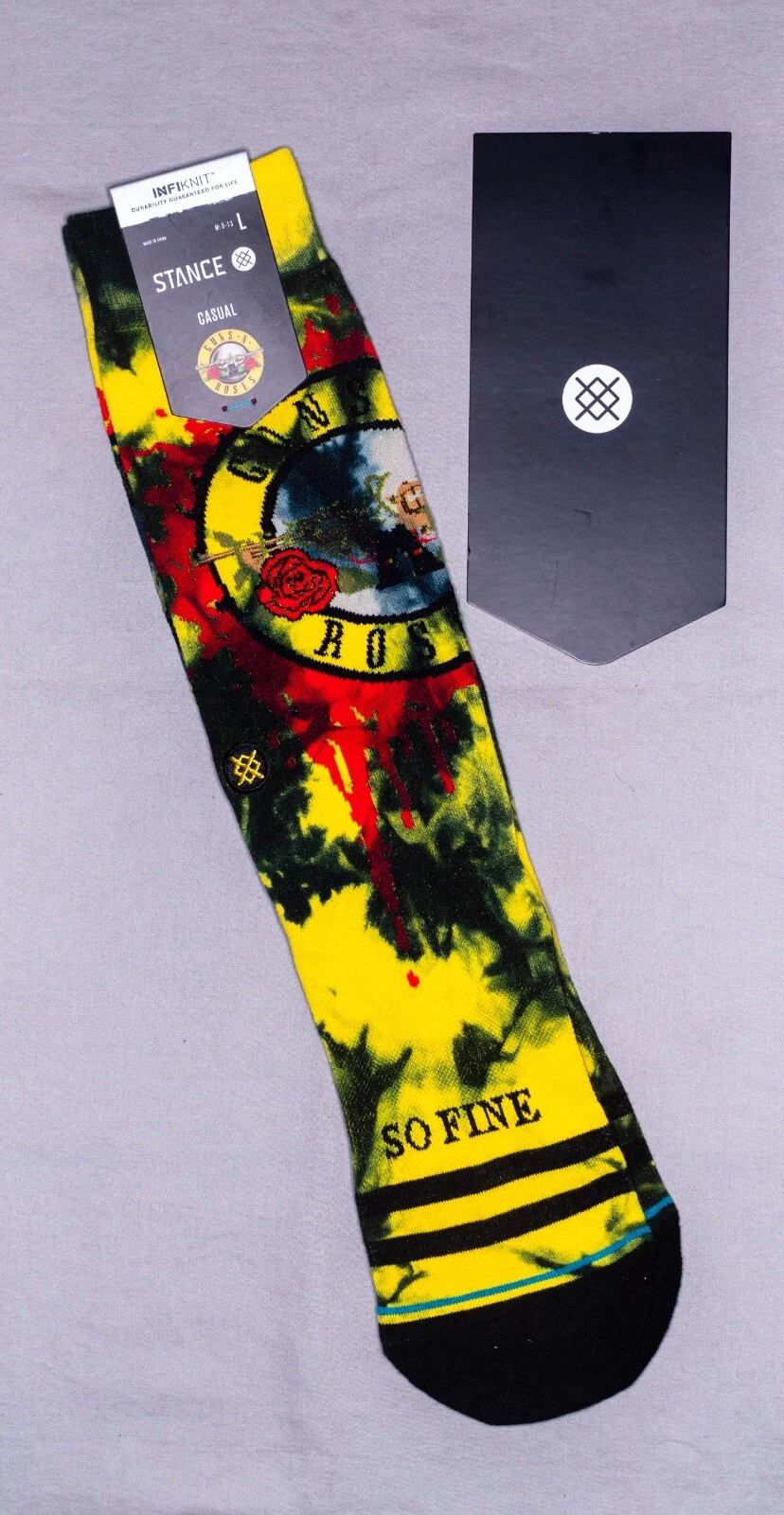 Stance Casual x Guns N' Roses Socks 'So Fine' | L | Crew | New With Tags | 2021