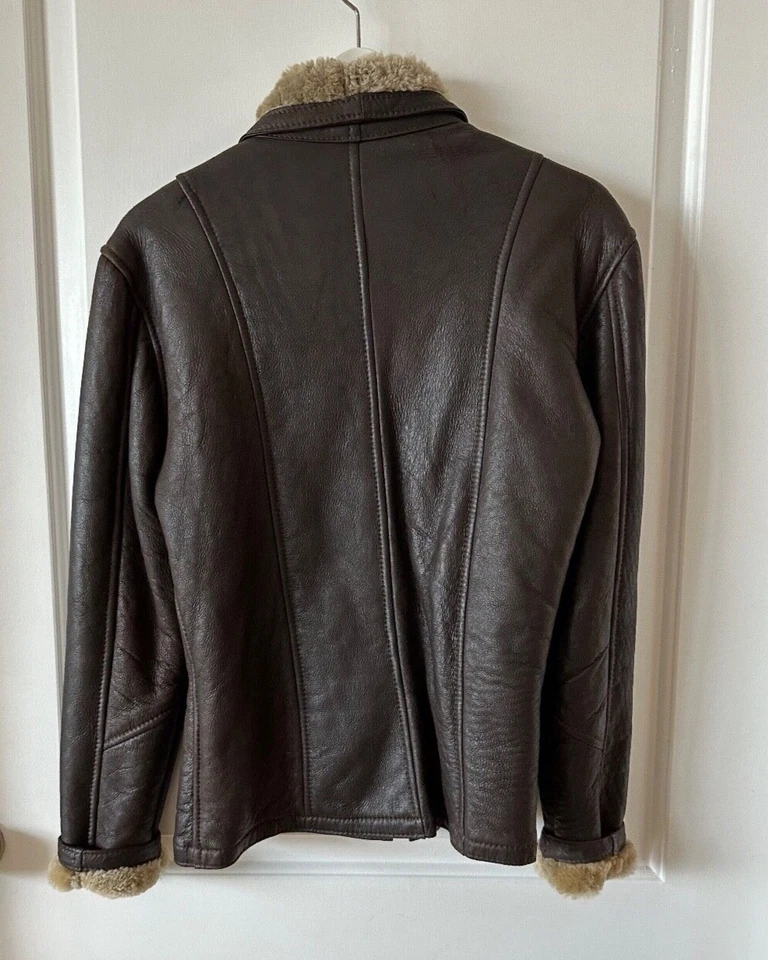 Jaqueta 100% couro, 1 bombardeiro de pele de carneiro. Feito na Argentina. Jaqueta vintage tamanho: S  - Imagem 4 de 4