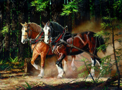 Mill Creek Crossing Chris Cummings Art Print Horse Ranch Western Landscape 26x34