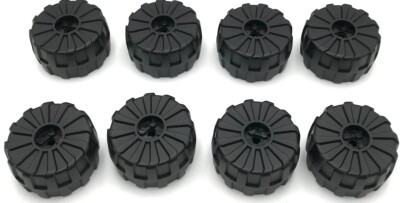 Lego 8 New Black Wheels Hard Plastic Large 54mm D. x 30mm Space Vehicle Parts