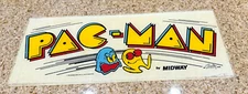 PAC MAN MIDWAY MFG CO 1980 A BALLY CO MARQUEE Plexiglass Original 23”X 9” VTG