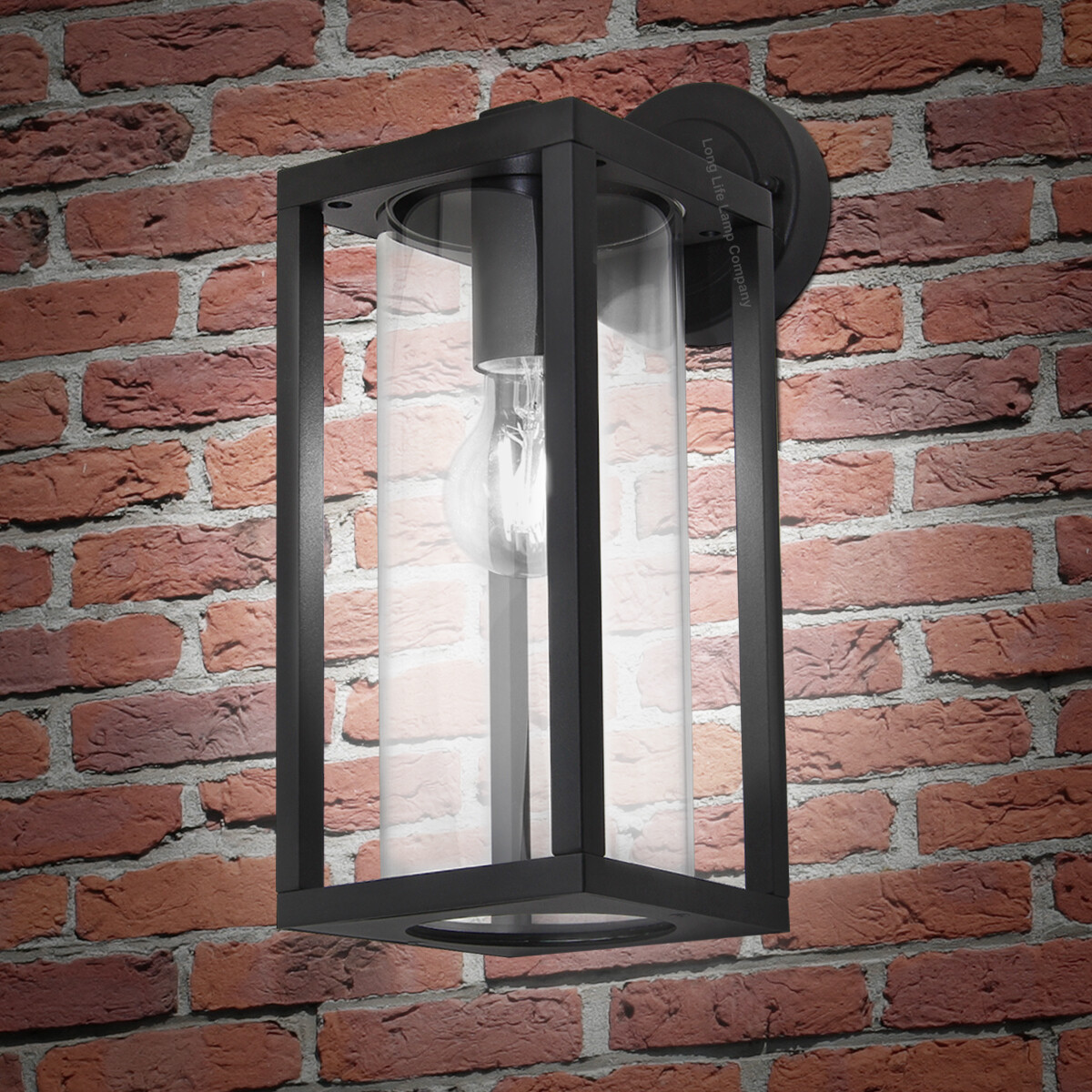 LED Rectangular Outdoor Wall Light Clear Metal Lantern Garden Wall Lamp ZLC340CW