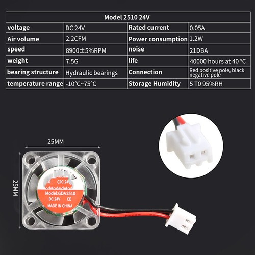 Ventilateur de refroidissement LED extrudeuse extrudeuse 4010/3010/2510 pour imprimante 3D PRUSA EMDER VORON - Photo 12/16