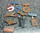 World War II Sweetheart US Military Pin Lot 6x Leather Brooch 1940's
