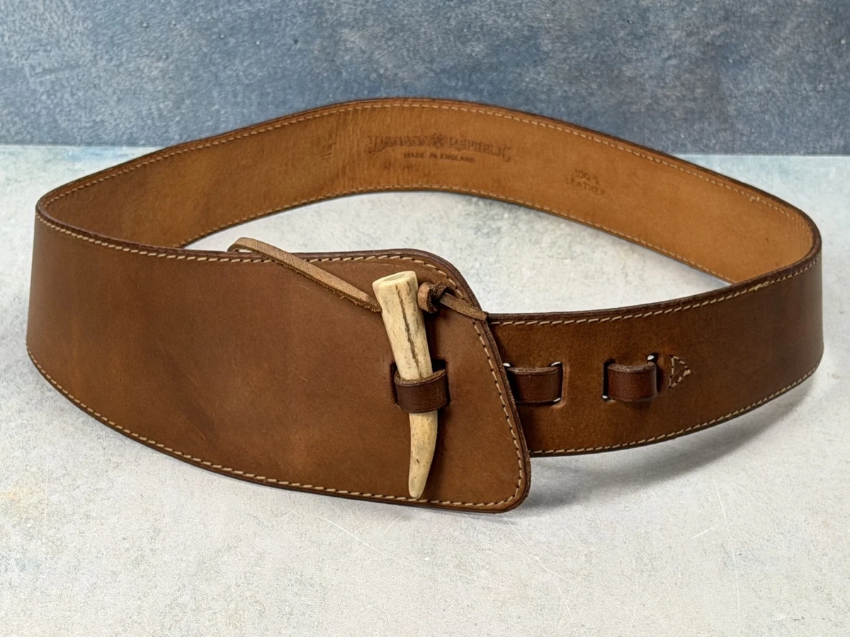 Vintage Banana Republic Cage Belt Large Brown Leather O-Ring Boho Y2K Wide Thick Banana Republic Women main image 3