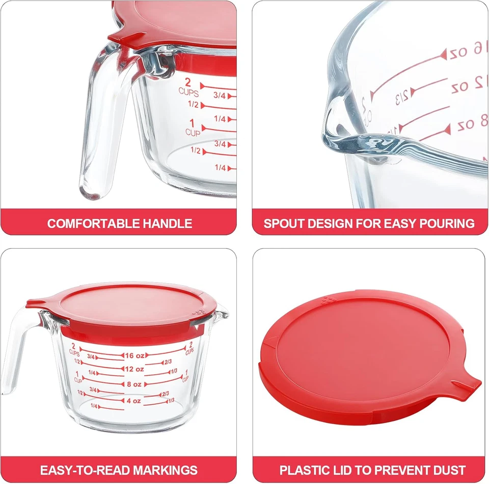 4 Piece Glass Measuring Cups Set, 5 Oz, 1-Cup, 2-Cup, 4-Cup Liquid Measuring Cup - Image 3 of 4