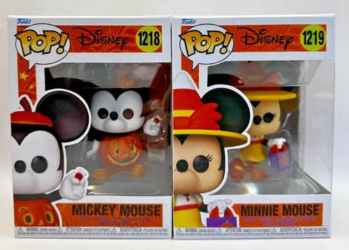 Funko Pop! Disney Mickey Mouse 1218 Minnie Mouse 1219 Halloween Lot w/Protectors